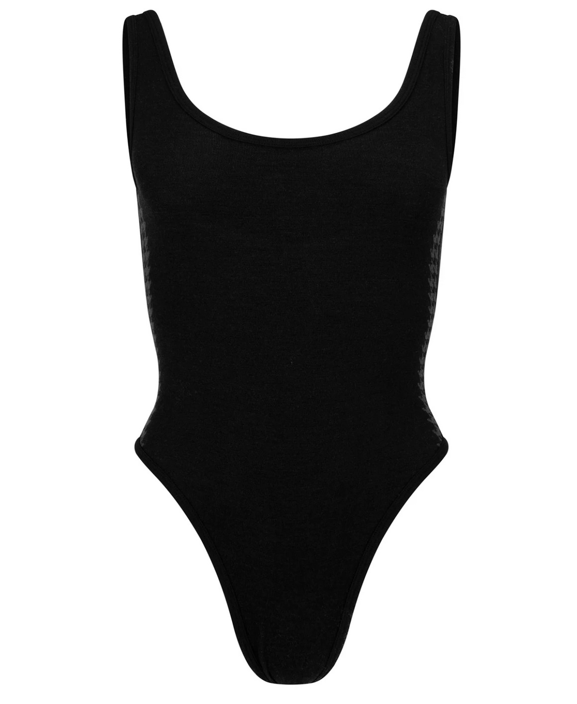 Nagnata Houndstooth Wool Bodysuit - Black
