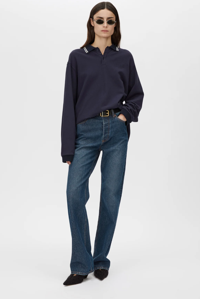 Camilla and Marc Aqui Long Sleeve Monogram Top - Midnight Navy