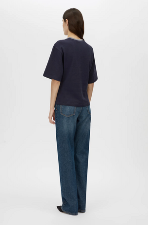 Camilla and Marc Aqui V Neck Monogram Tee - Midnight Navy