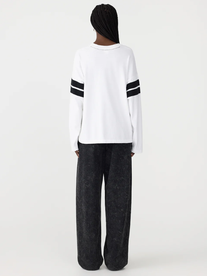 Bassike Boxy Rib Insert L/S T.Shirt - White/Black