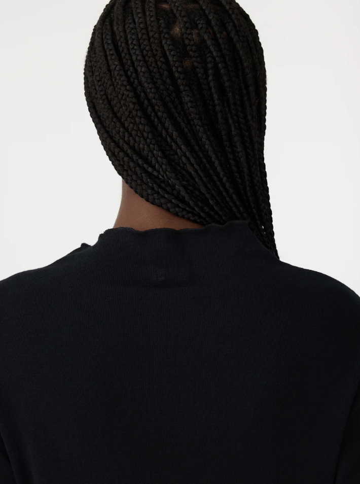 Bassike Rib Raised Neck L/S T.Shirt - Black