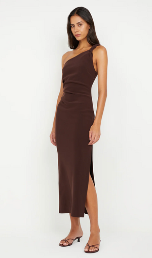 Bec and Bridge Ariven Asym Midi Dress - Dark Chocolate
