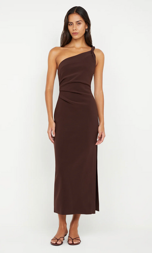 Bec and Bridge Ariven Asym Midi Dress - Dark Chocolate