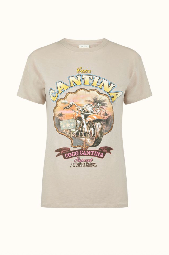 Spell Coco Cantina Biker Tee - Taupe