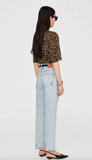 Anine Bing Avi Tee - Black and Brown Leopard