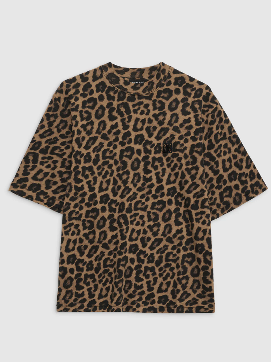 Anine Bing Avi Tee - Black and Brown Leopard