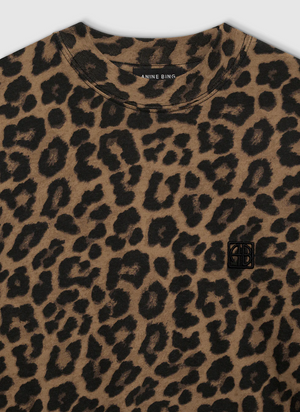 Anine Bing Avi Tee - Black and Brown Leopard