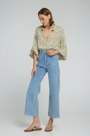 Lilya Hathaway Top - Fleurs Des Champs - Blue