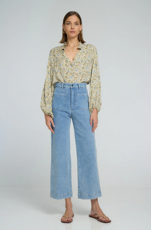 Lilya Hathaway Top - Fleurs Des Champs - Blue
