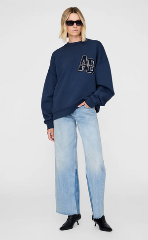 Anine Bing Miles Oversized Sweatshirt Letterman - Washed Navy
