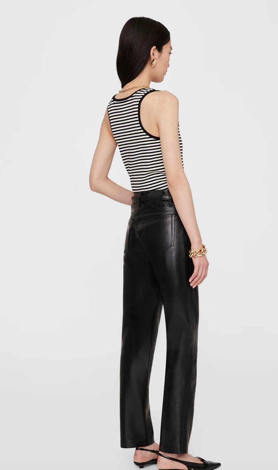 Anine Bing Alessia Tank - Cream and Black Stripe