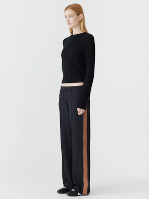 Bassike Twill Stripe Detail Pant - Black/Argan