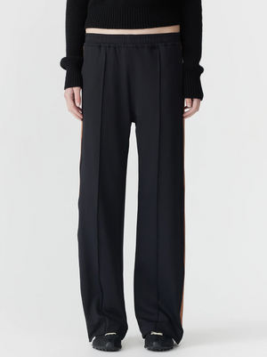 Bassike Twill Stripe Detail Pant - Black/Argan
