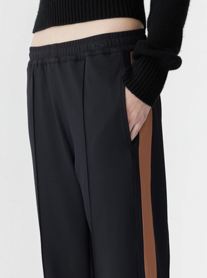 Bassike Twill Stripe Detail Pant - Black/Argan