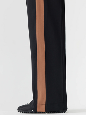 Bassike Twill Stripe Detail Pant - Black/Argan