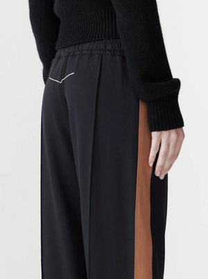 Bassike Twill Stripe Detail Pant - Black/Argan