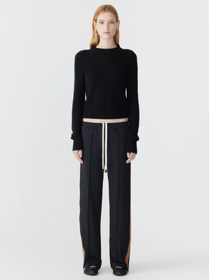 Bassike Twill Stripe Detail Pant - Black/Argan