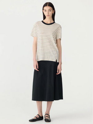 Bassike Stripe Classic T-Shirt - Black/White/Undyed