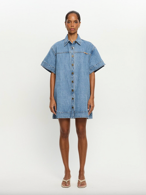 Kivari Marla Denim Dress - Stone Wash Blue