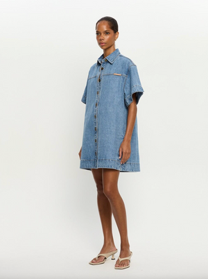Kivari Marla Denim Dress - Stone Wash Blue