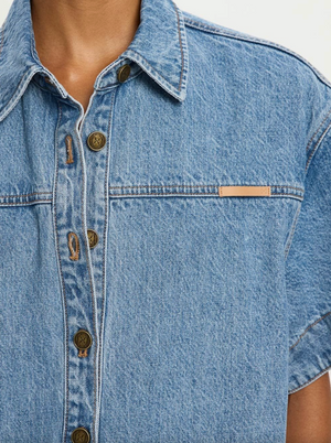 Kivari Marla Denim Dress - Stone Wash Blue