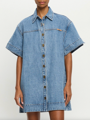 Kivari Marla Denim Dress - Stone Wash Blue