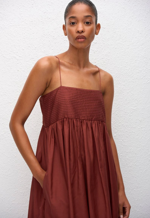 Matteau Empire Pintuck Bodice Dress - Maroc