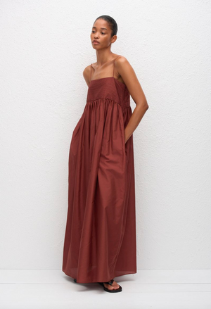 Matteau Empire Pintuck Bodice Dress - Maroc
