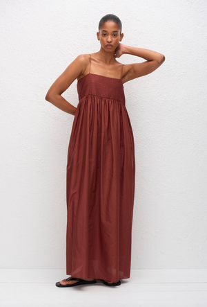 Matteau Empire Pintuck Bodice Dress - Maroc