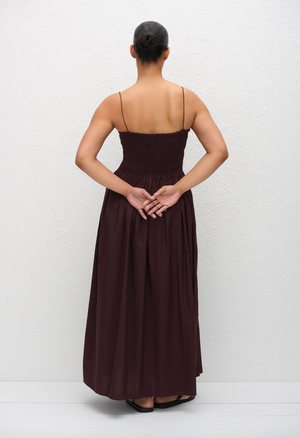 Matteau Shirred Bodice Dress - Aubergine