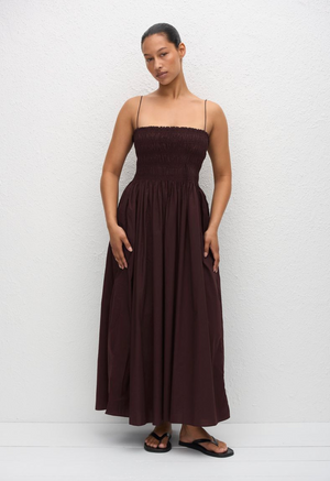 Matteau Shirred Bodice Dress - Aubergine