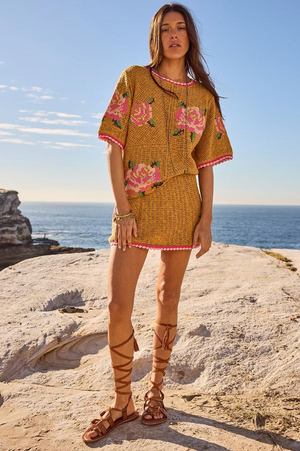 Spell Coastal Granny Mini Skirt - Mustard