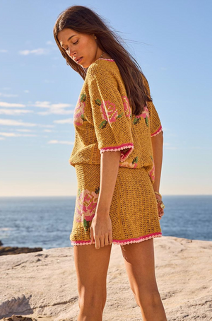 Spell Coastal Granny Mini Skirt - Mustard