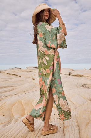 Spell Floridian Reversible Robe - Sage