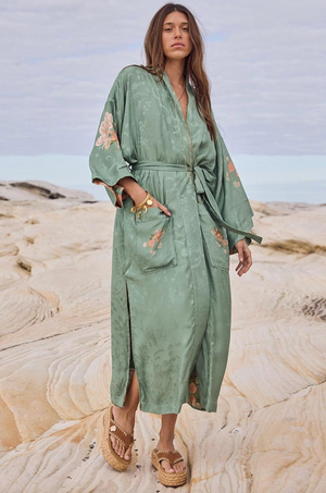 Spell Floridian Reversible Robe - Sage