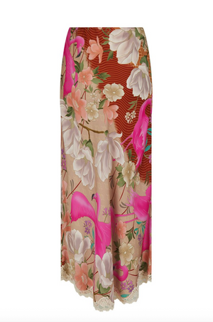 Spell Floridian Lace Bias Skirt - Coral