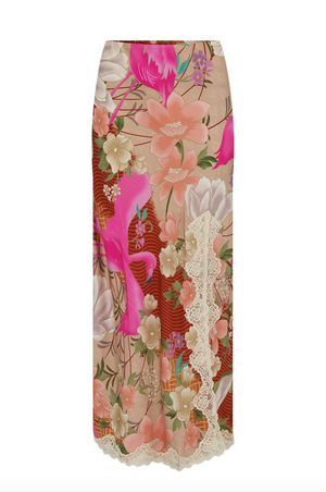 Spell Floridian Lace Bias Skirt - Coral