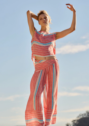 Estilo Emporio Palazzo Cuffed Pants - Poppy Red