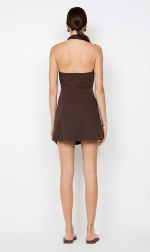 Bec and Bridge Annetta Halter Mini Dress - Dark Chocolate