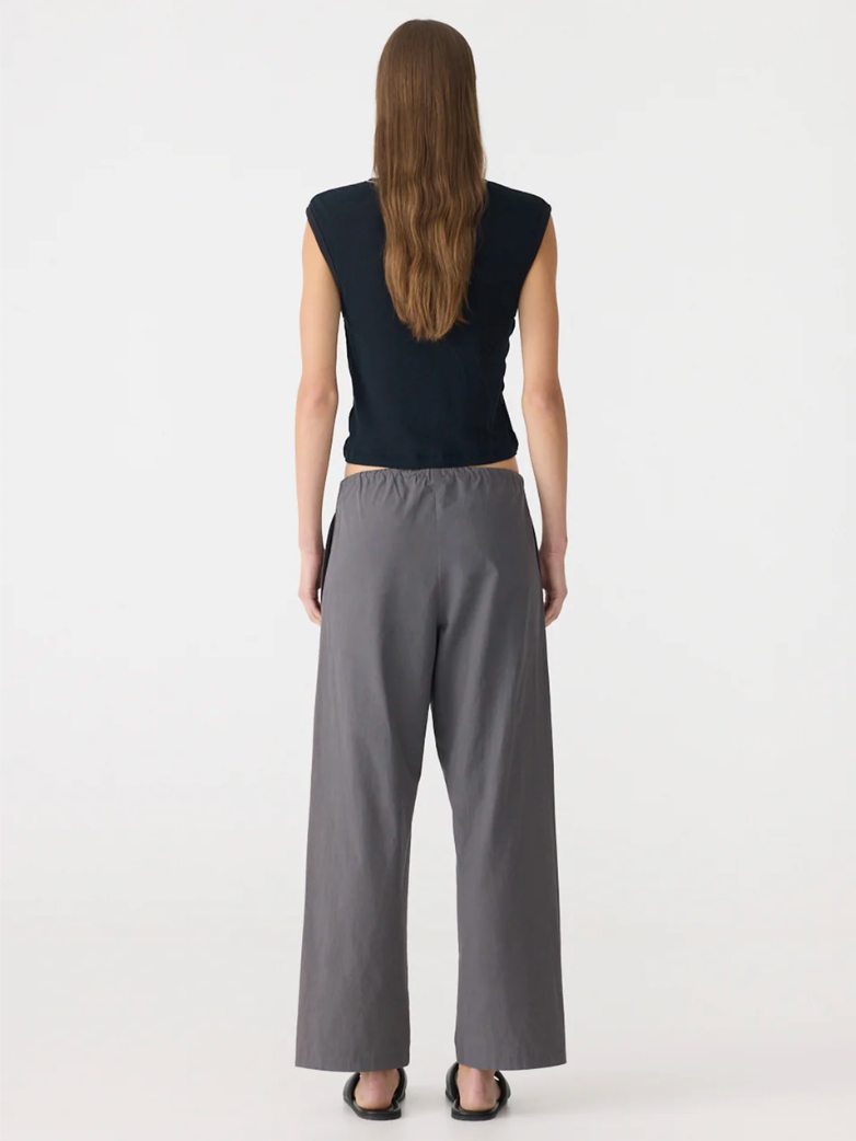 Bassike Crushed Cotton Minimal Pant - Washed Black
