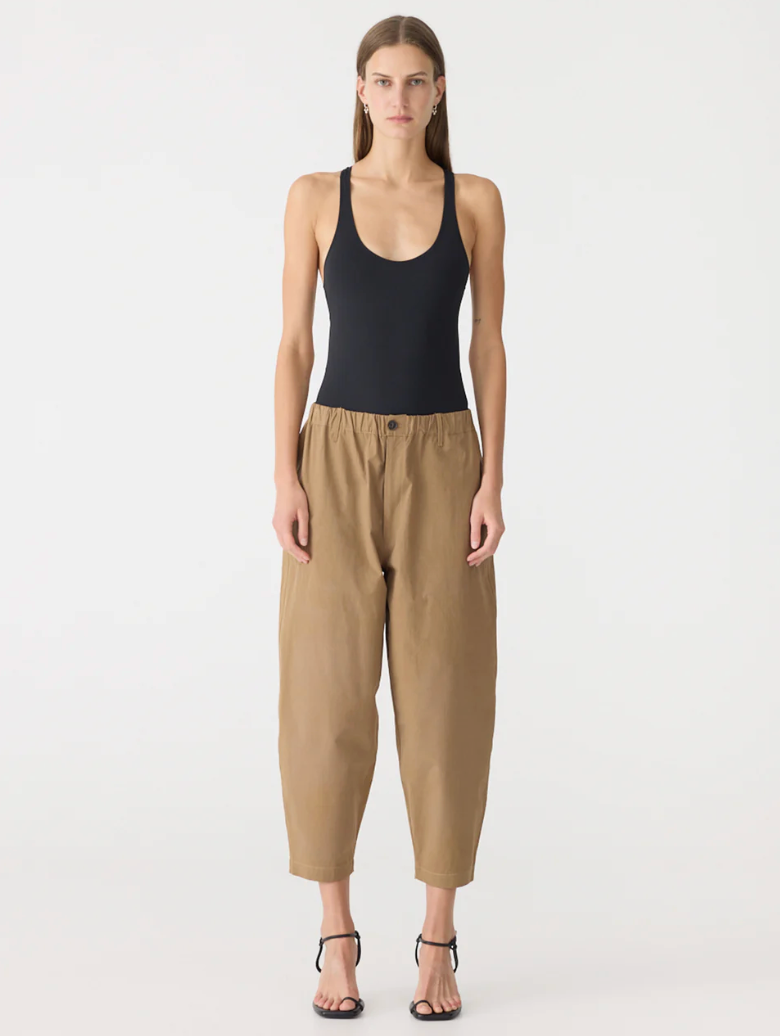 Bassike Crushed Cotton Summer Pant - Dark Tan