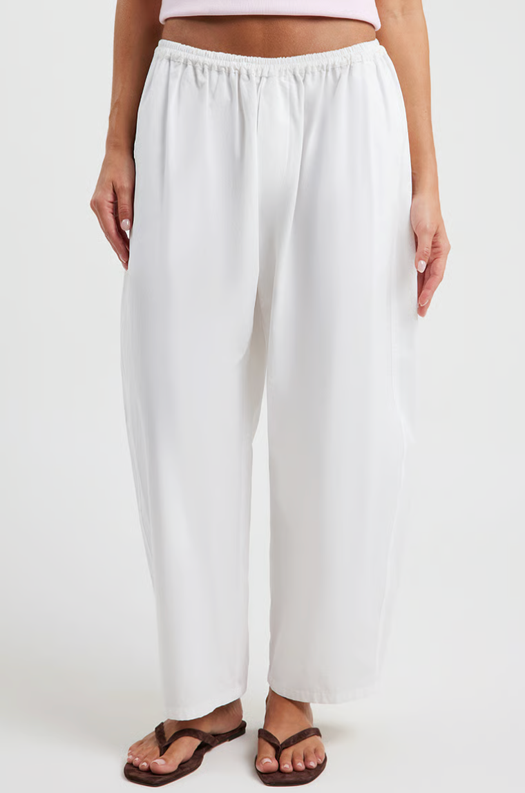 Bassike Crushed Cotton Gathered Pants - Natural