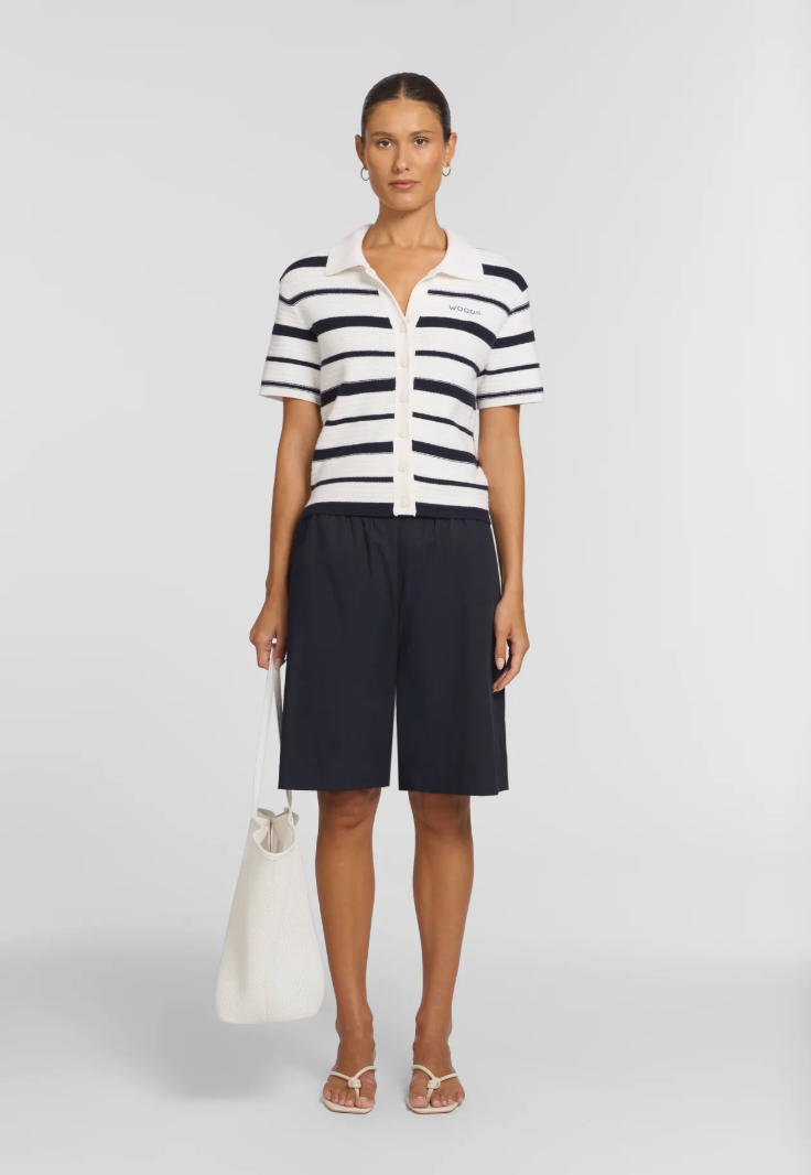 Viktoria & Woods Accordion Shirt - Navy/Ivory Stripe