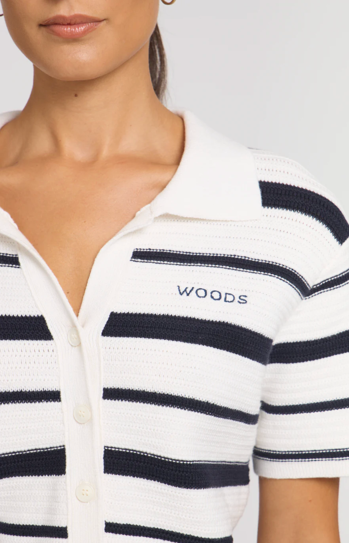 Viktoria & Woods Accordion Shirt - Navy/Ivory Stripe