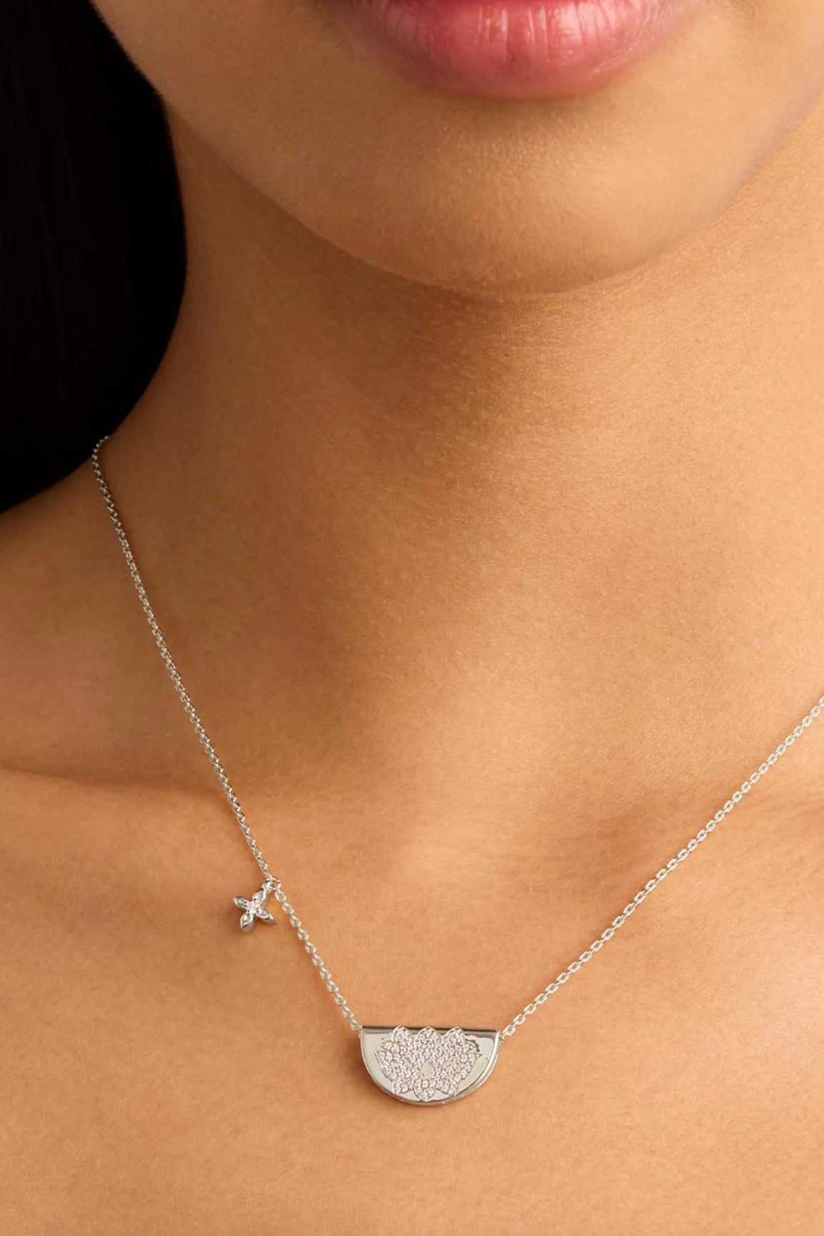 By Charlotte Sterling Silver Live In Light Lotus Necklace