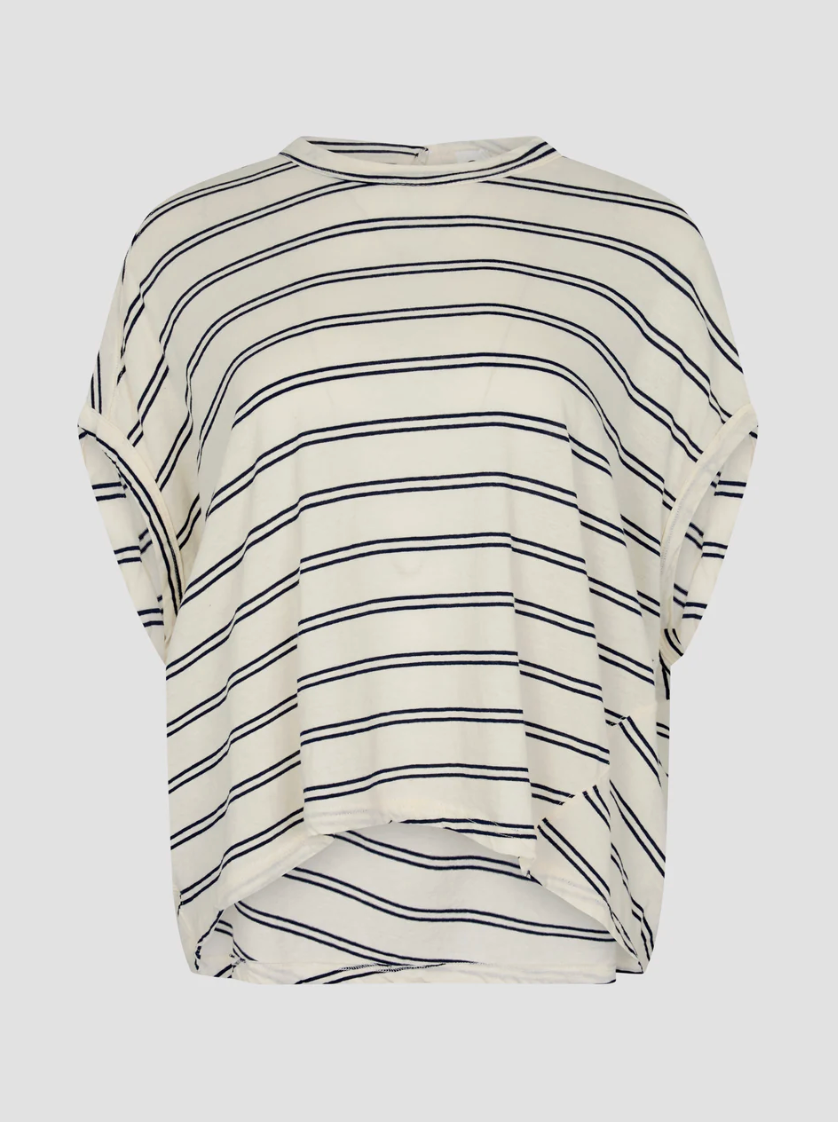 Bassike Stripe Circle T-Shirt - Navy / Undyed