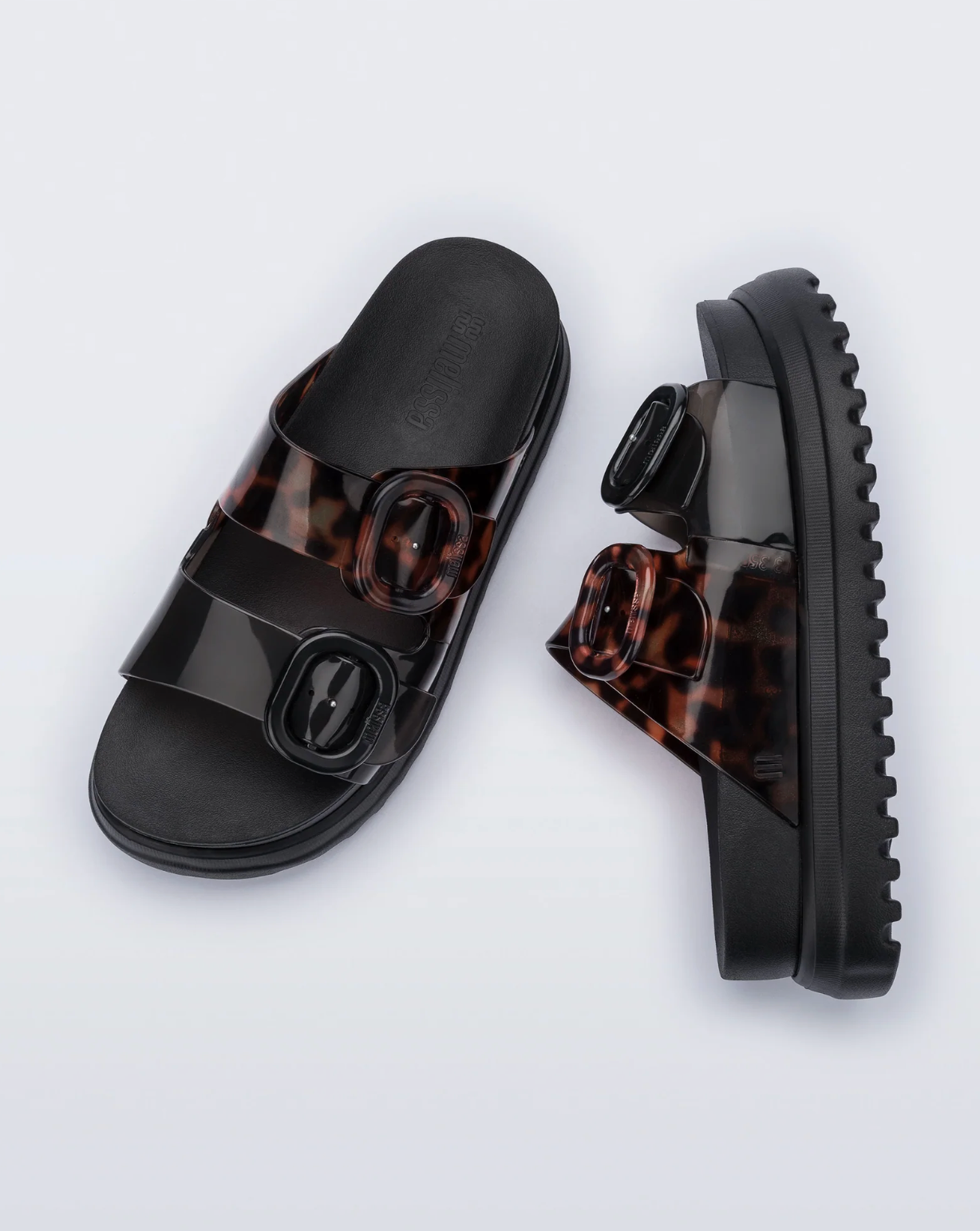 Melissa Cozy Slide Platform - Black/Tortoise shell