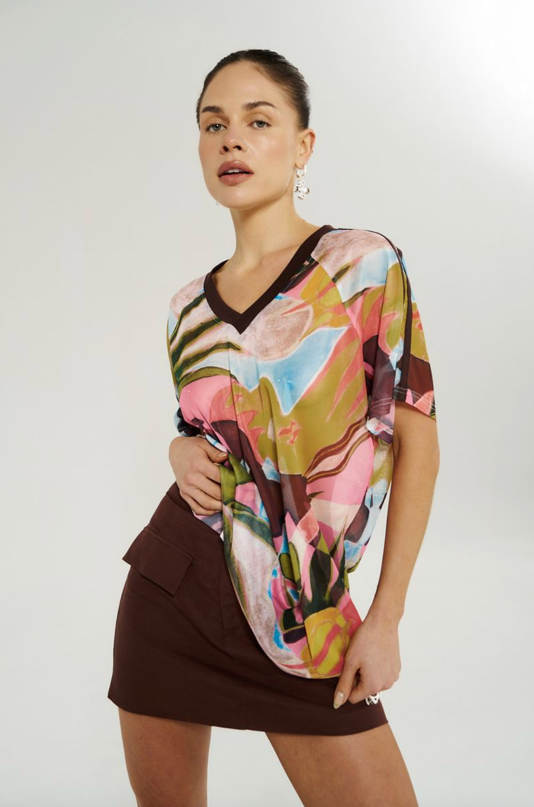 Summi Summi V Neck Mesh Tee