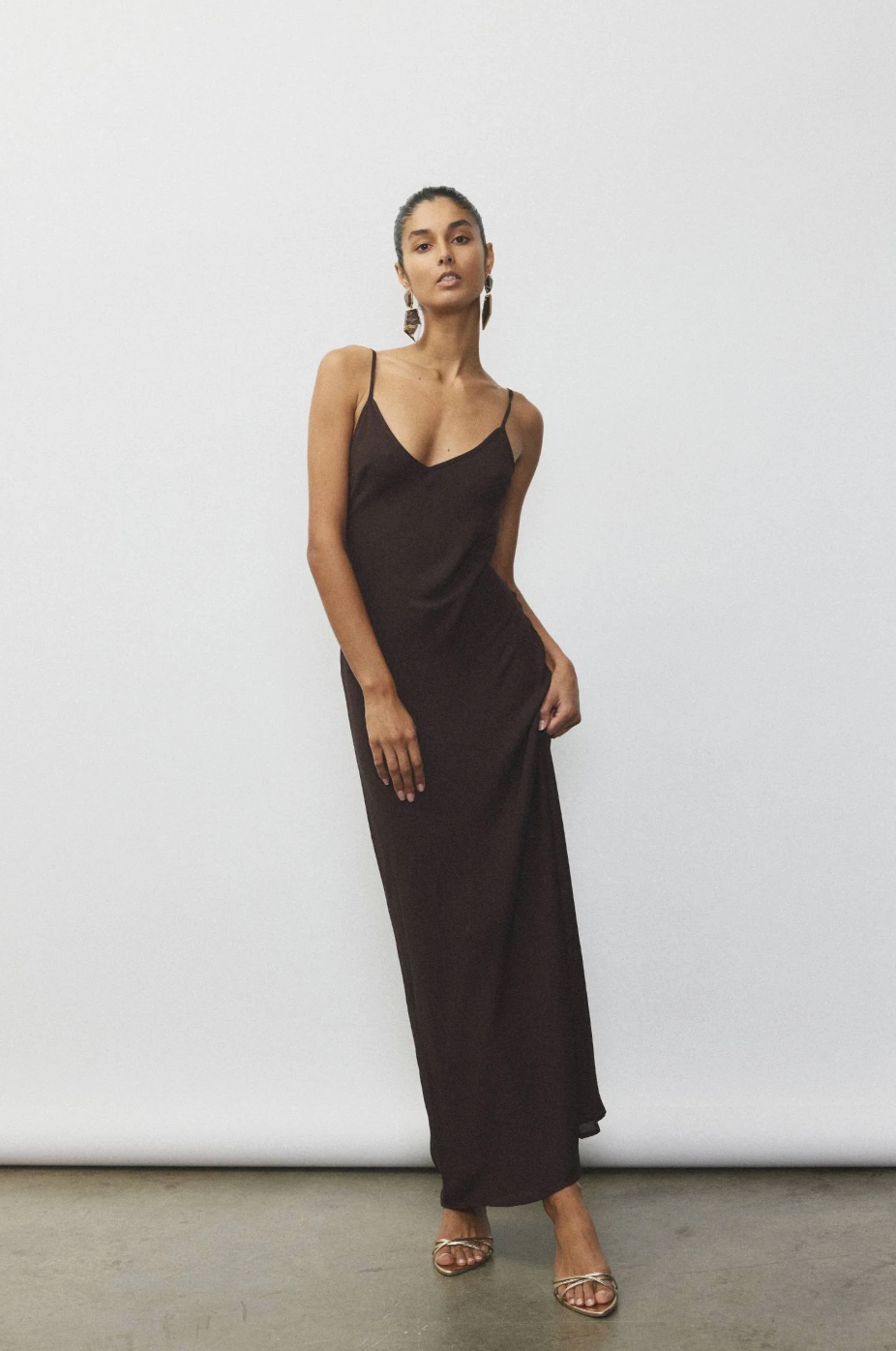 With Harper Lu Georgette Maxi Dress - Chocolate