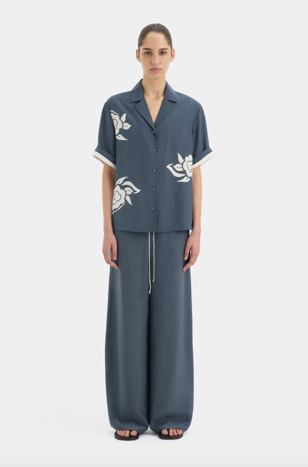 SIR. Lilou Drawstring Pant - Liora Charcoal Blue